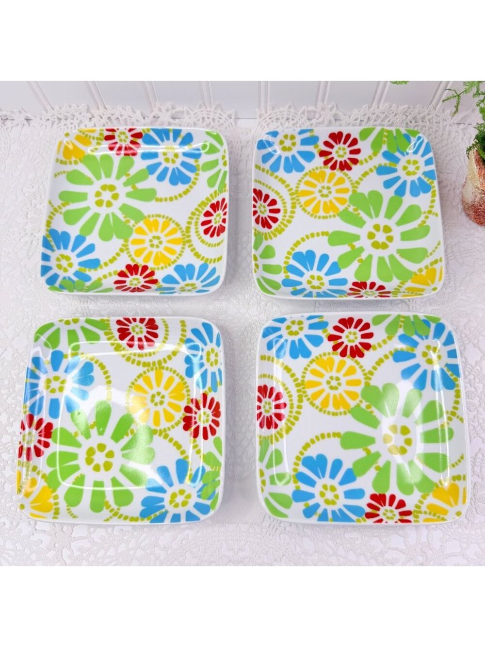 Marissa Collection By Princess House Set of 4 Floral Salad Appetizer Plates 6"